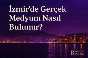 'İzmir’de Gerçek Medyum Nasıl Bulunur?' yazan arka fonda farklı izmir görsel resmi olan yaratıcı görsel üret 